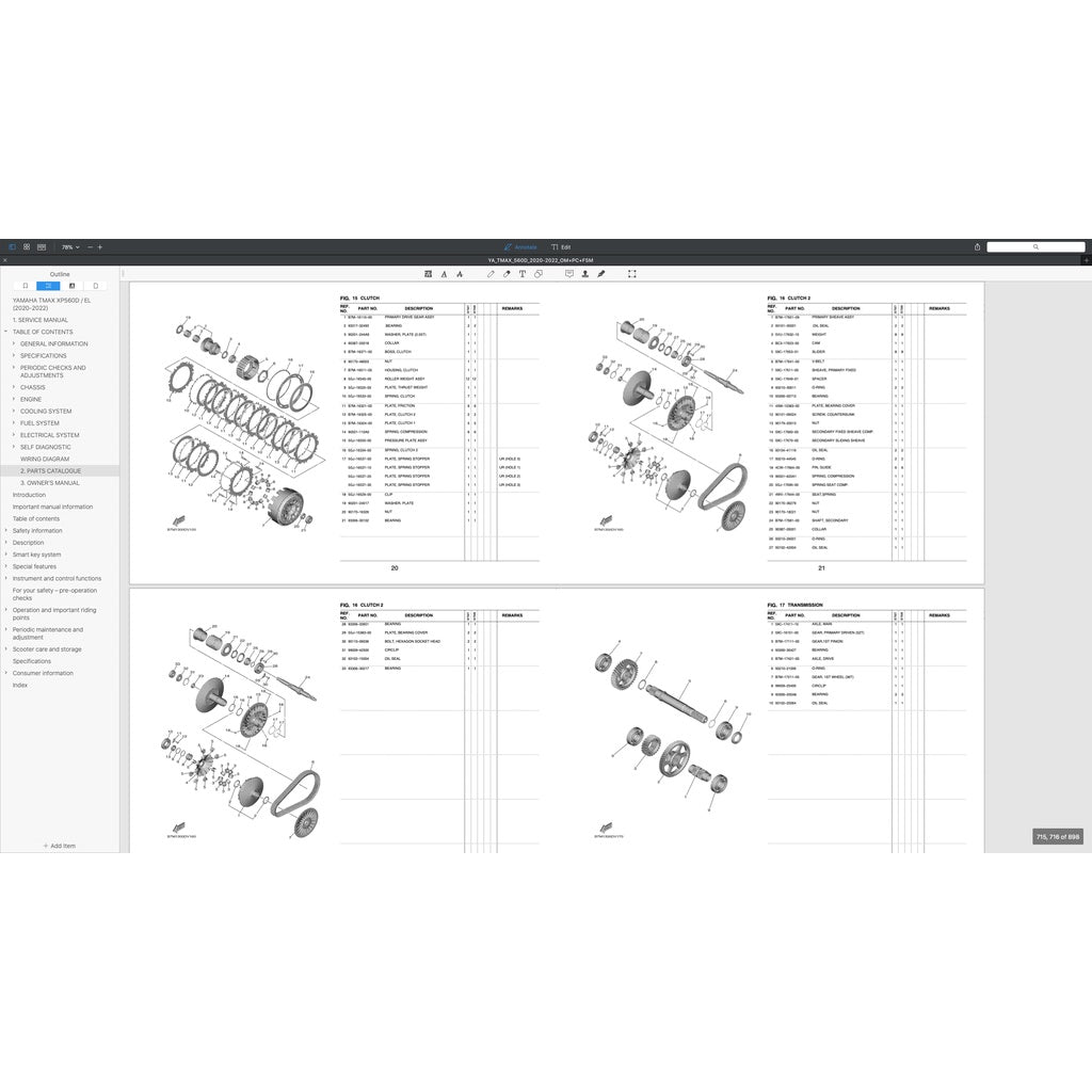 T-MAX YAMAHA TMAX 560D/ EL (2020+) SERVICE WORKSHOP MANUAL + PARTS CATALOGUE + OWNER'S MANUAL - Image 10