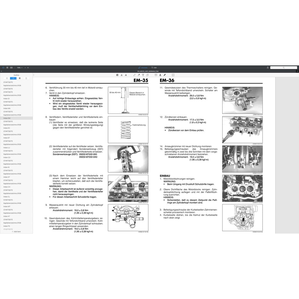 DAIHATSU MOVE L601 GERMAN LANGUAGE EDITION (1995-1998) SERVICE WORKSHOP MANUAL - Image 6