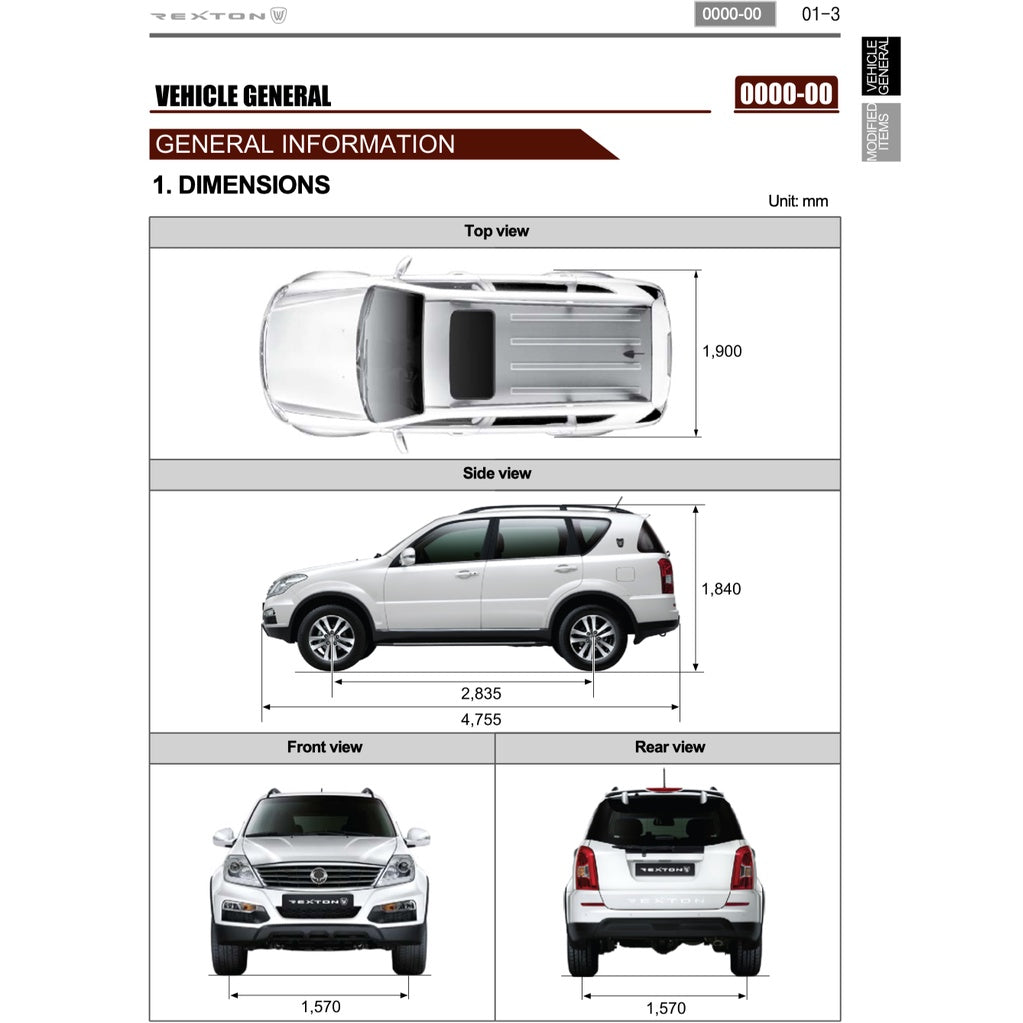 SSANGYONG REXTON W Y290 (2012-2017) SERVICE WORKSHOP MANUAL - Image 5