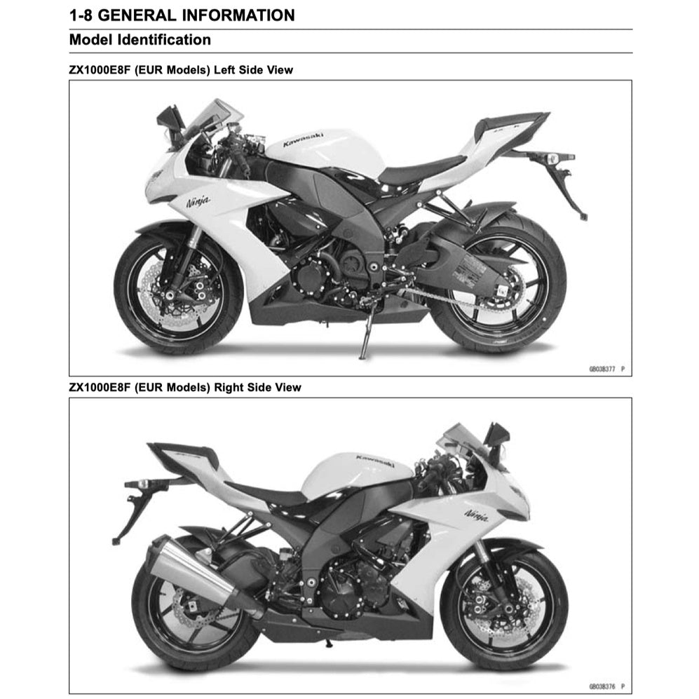 KAWASAKI ZX10R NINJA (2004-2024) SERVICE WORKSHOP MANUAL + PARTS CATALOGUE + OWNER'S MANUAL - Image 8