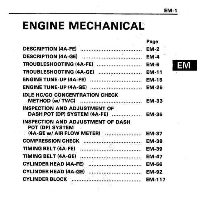 TOYOTA COROLLA FR AE86 (1984-1987) SERVICE WORKSHOP MANUAL - Image 8