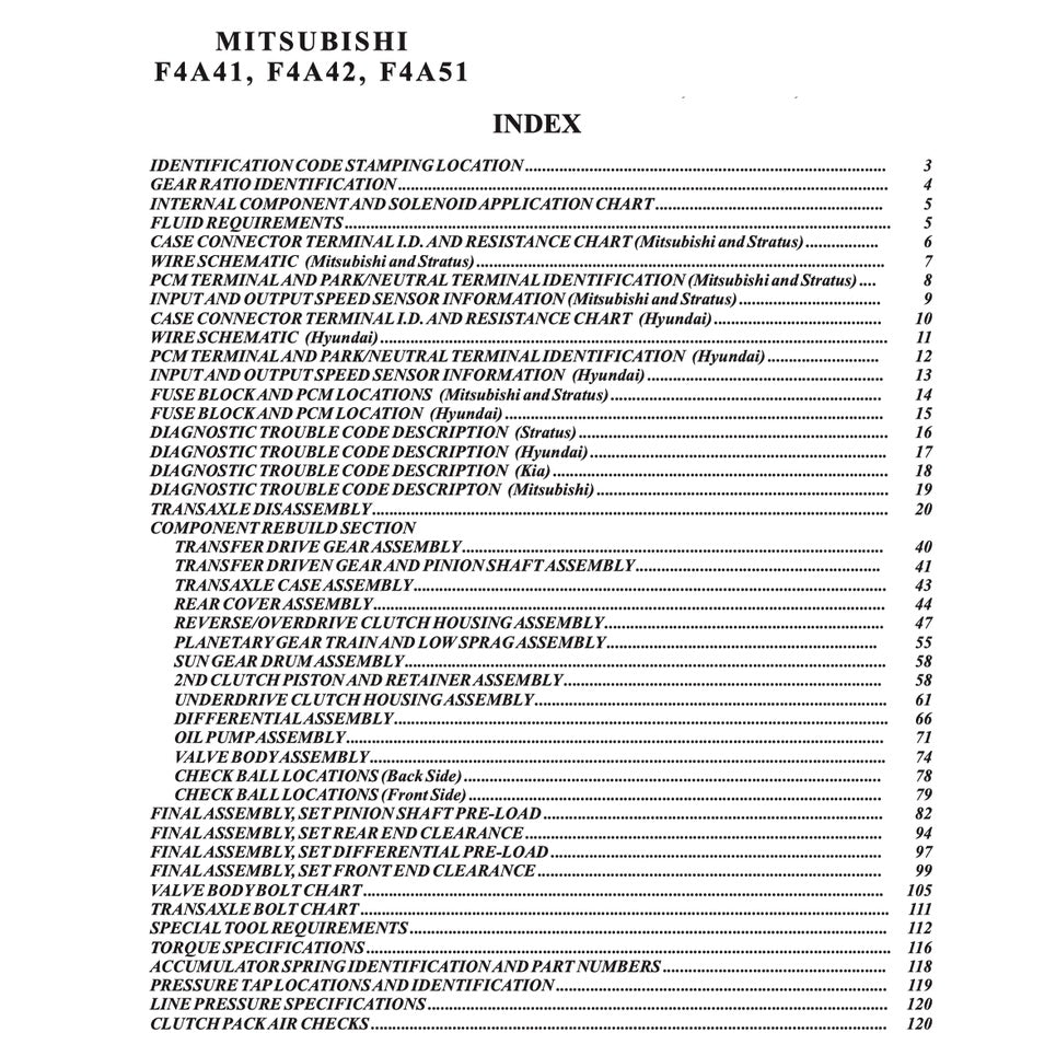 MITSUBISHI AUTOMATIC TRANSMISSION REPAIR MANUAL F4A3 F4A51 F5A51 KM-171 KM-175 KM-177 R451 V5A51 JF011E (CVT) - Image 10
