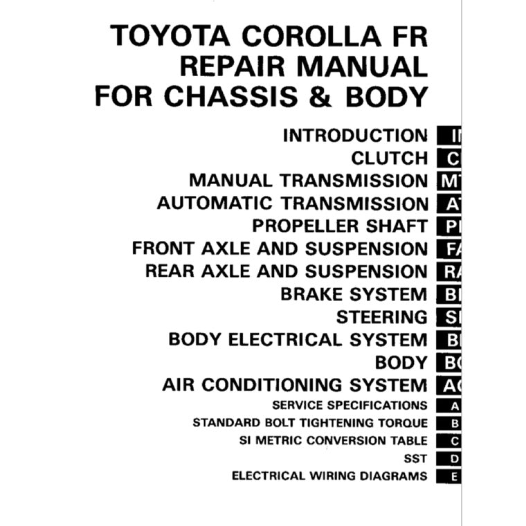 TOYOTA COROLLA FR AE86 (1984-1987) SERVICE WORKSHOP MANUAL - Image 3
