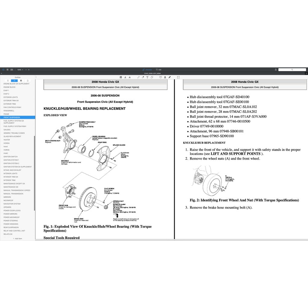 HONDA CIVIC 8 FD1 FD2, FD7, FA1, FG1, FG2, FA5, FN2 (2006-2011) SERVICE WORKSHOP MANUAL + PARTS CATALOGUE - Image 4