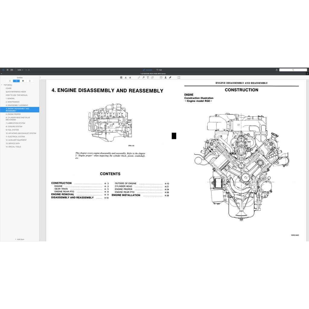 NISSAN UD DIESEL ENGINE RE10 / RF8 TC TD/ RG8 SERVICE REPAIR MANUAL - Image 4
