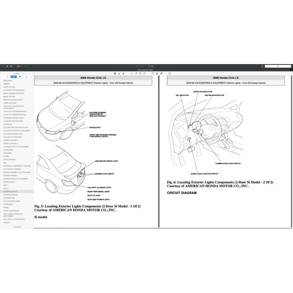 HONDA CIVIC 8 FD1 FD2, FD7, FA1, FG1, FG2, FA5, FN2 (2006-2011) SERVICE WORKSHOP MANUAL + PARTS CATALOGUE - Image 5