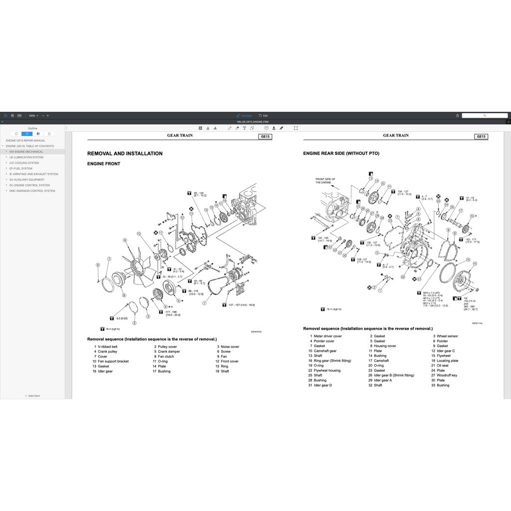 NISSAN UD DIESEL ENGINE GE13/ GE13TC/ GE13TB/ GE13TF/ GE13TD SERVICE REPAIR MANUAL - Image 6