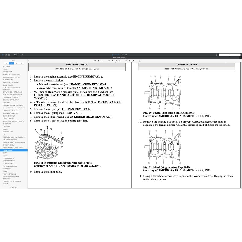 HONDA CIVIC 8 FD1 FD2, FD7, FA1, FG1, FG2, FA5, FN2 (2006-2011) SERVICE WORKSHOP MANUAL + PARTS CATALOGUE - Image 10