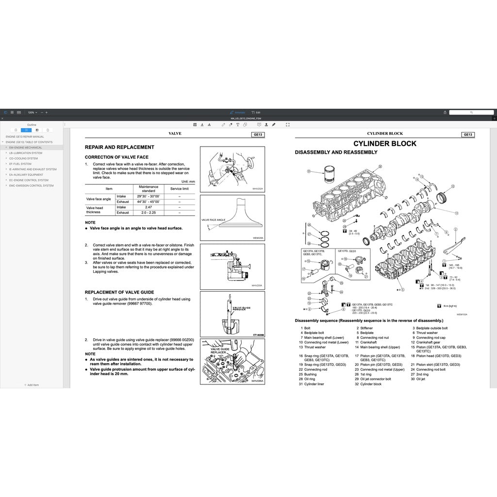 NISSAN UD DIESEL ENGINE GE13/ GE13TC/ GE13TB/ GE13TF/ GE13TD SERVICE REPAIR MANUAL - Image 5