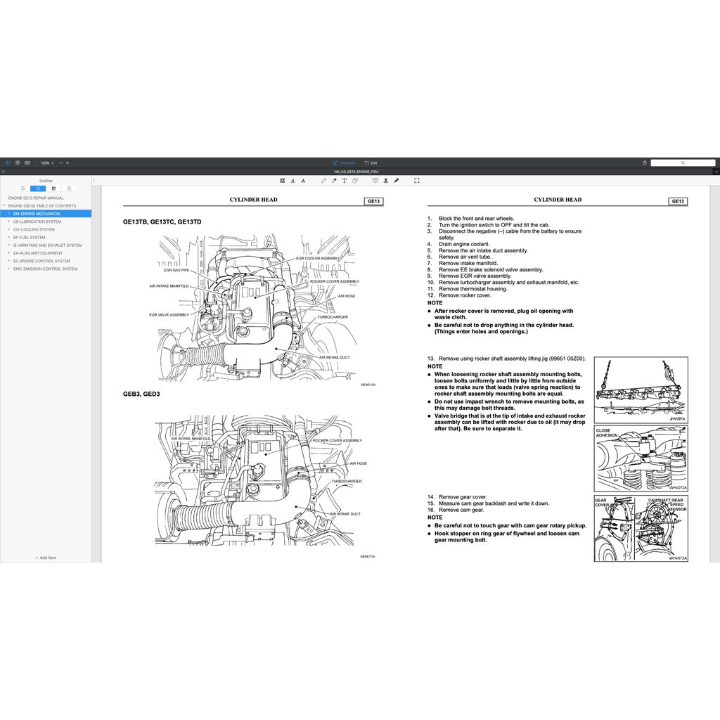 NISSAN UD DIESEL ENGINE GE13/ GE13TC/ GE13TB/ GE13TF/ GE13TD SERVICE REPAIR MANUAL - Image 4
