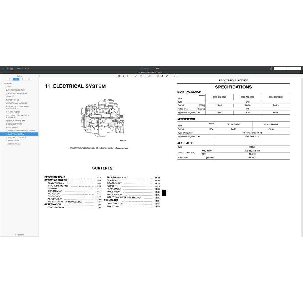 NISSAN UD DIESEL ENGINE RE10 / RF8 TC TD/ RG8 SERVICE REPAIR MANUAL - Image 9