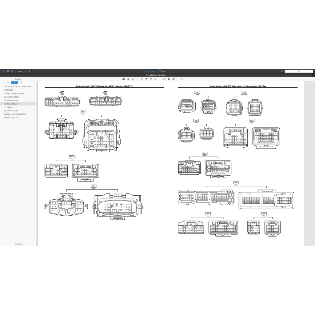 TOYOTA HIACE H200 TRH200 KDH200 LH200 (2005-2019) ELECTRICAL WIRING DIAGRAM - Image 4