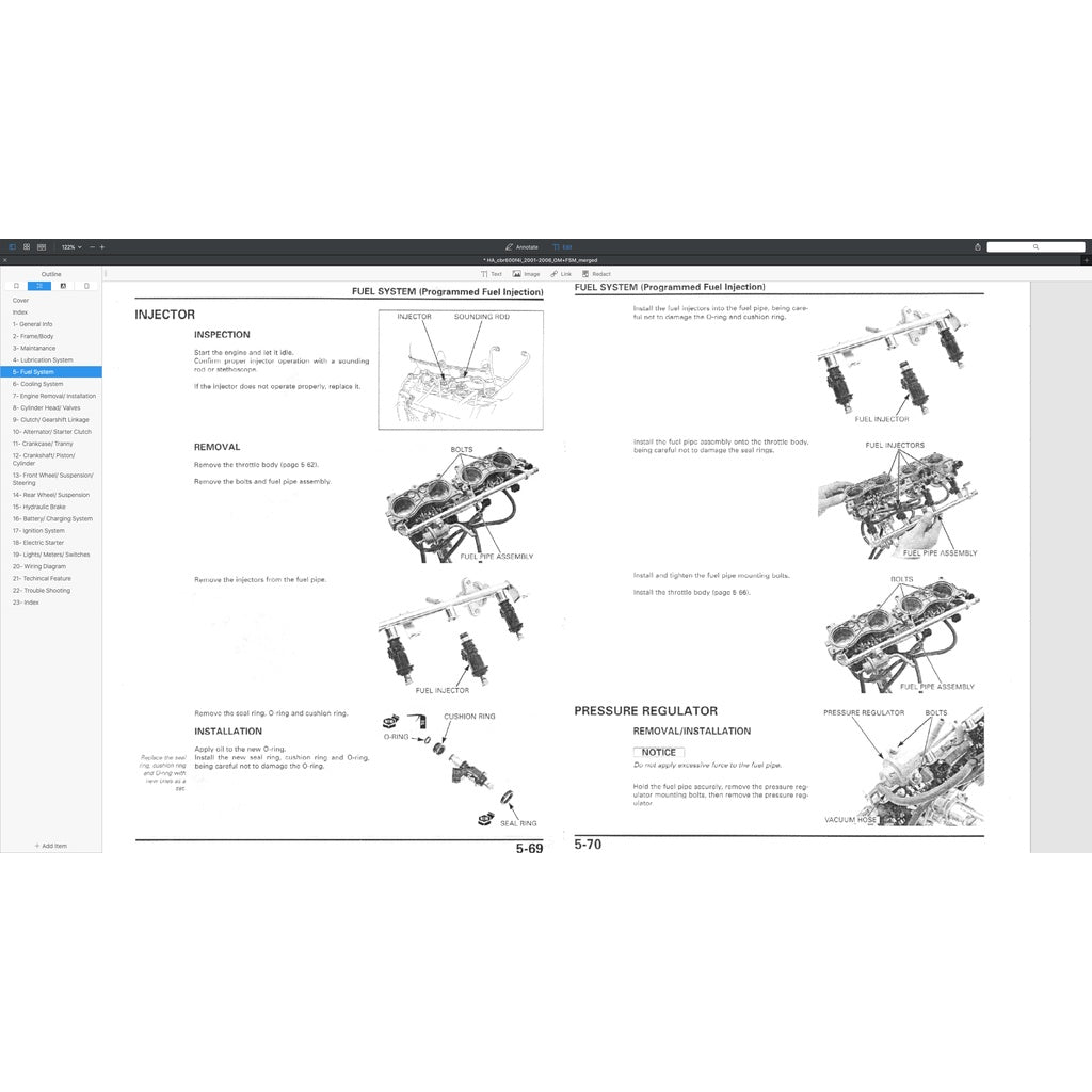 HONDA CBR600F4i (2001-2006) SERVICE WORKSHOP MANUAL + PARTS CATALOGUE + OWNER'S MANUAL - Image 5