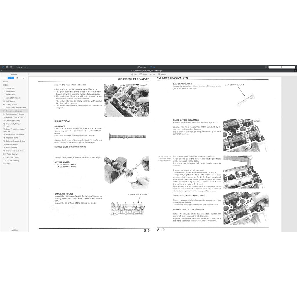 HONDA CBR600F4i (2001-2006) SERVICE WORKSHOP MANUAL + PARTS CATALOGUE + OWNER'S MANUAL - Image 6