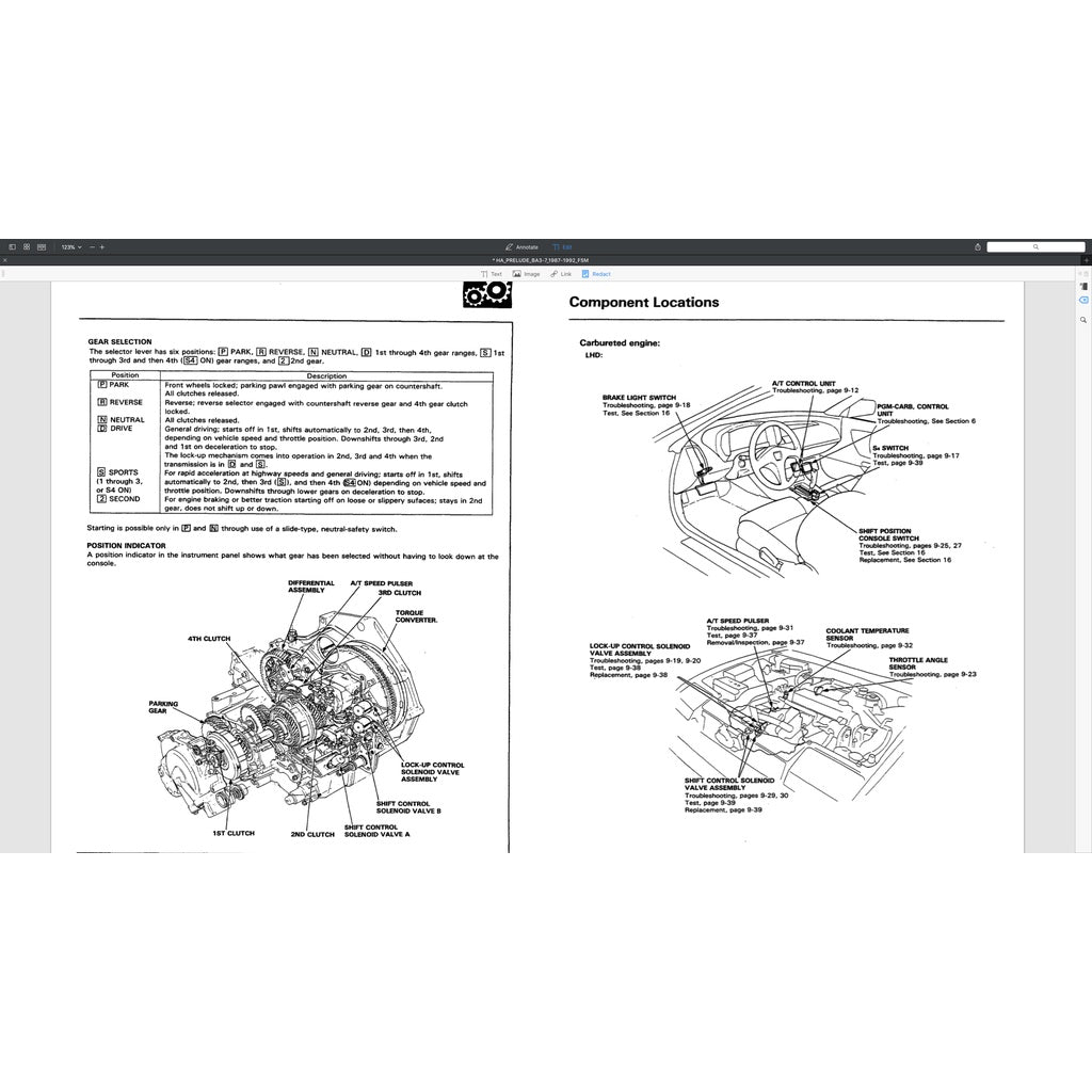 HONDA PRELUDE BA3-BA7 (1987-1992) SERVICE WORKSHOP MANUAL - Image 5