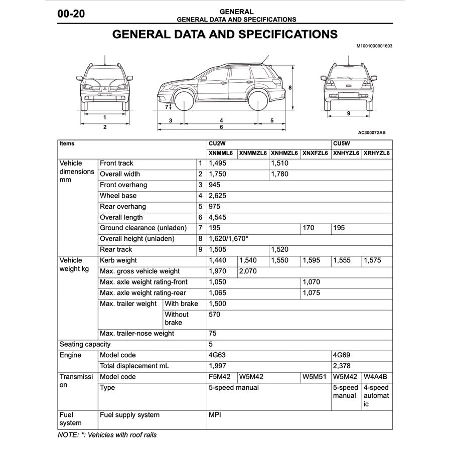 MITSUBISHI OUTLANDER I CU / AIRTREK (2003-2006) SERVICE WORKSHOP MANUAL - Image 4