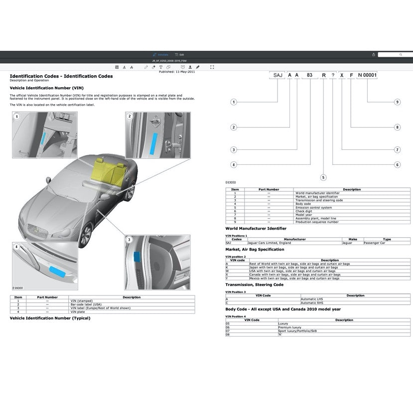 JAGUAR XF X-250 (2007-2015) SERVICE WORKSHOP MANUAL - Image 5