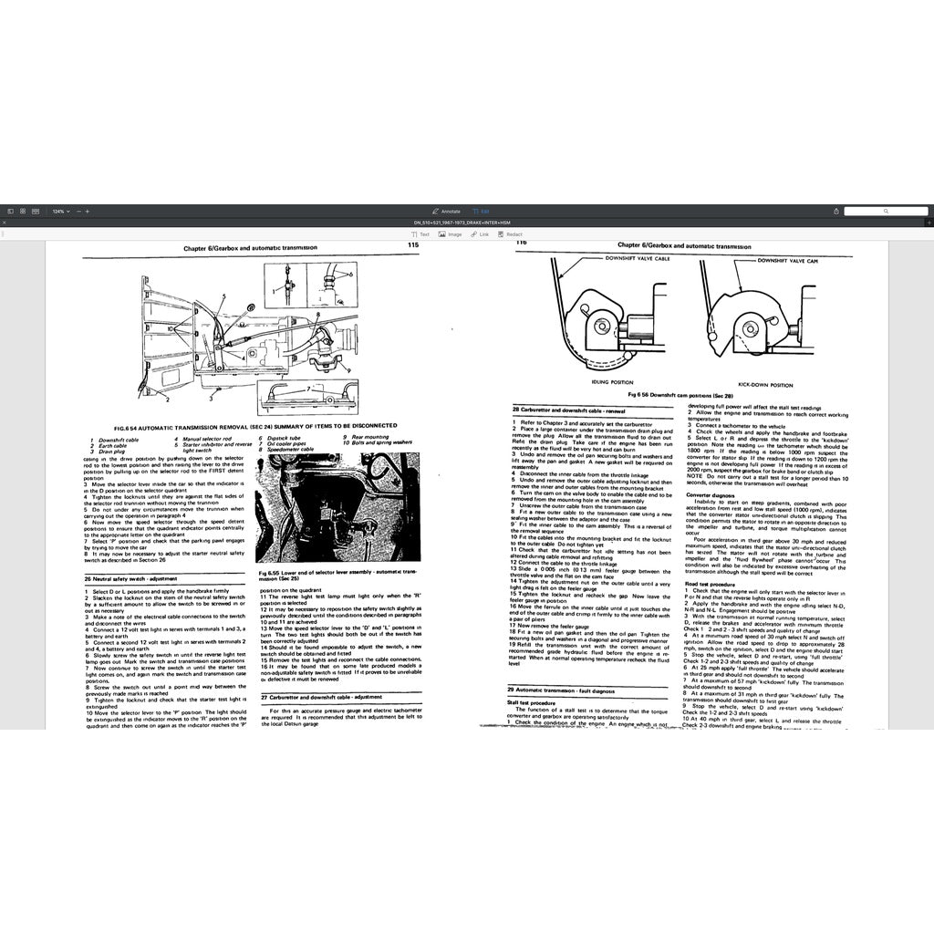 DATSUN BLUEBIRD/PICKUP 510/521 (1967-1973) SERVICE WORKSHOP MANUAL - Image 5