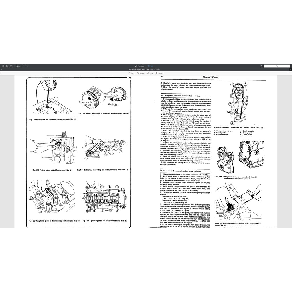 DATSUN BLUEBIRD/PICKUP 510/521 (1967-1973) SERVICE WORKSHOP MANUAL - Image 8