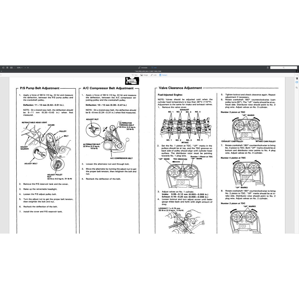 HONDA PRELUDE BA3-BA7 (1987-1992) SERVICE WORKSHOP MANUAL - Image 7