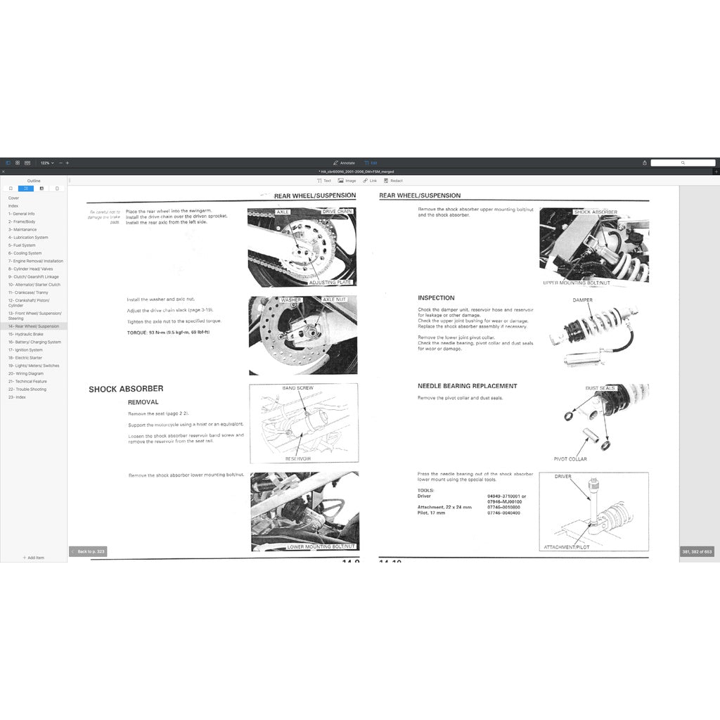HONDA CBR600F4i (2001-2006) SERVICE WORKSHOP MANUAL + PARTS CATALOGUE + OWNER'S MANUAL - Image 9