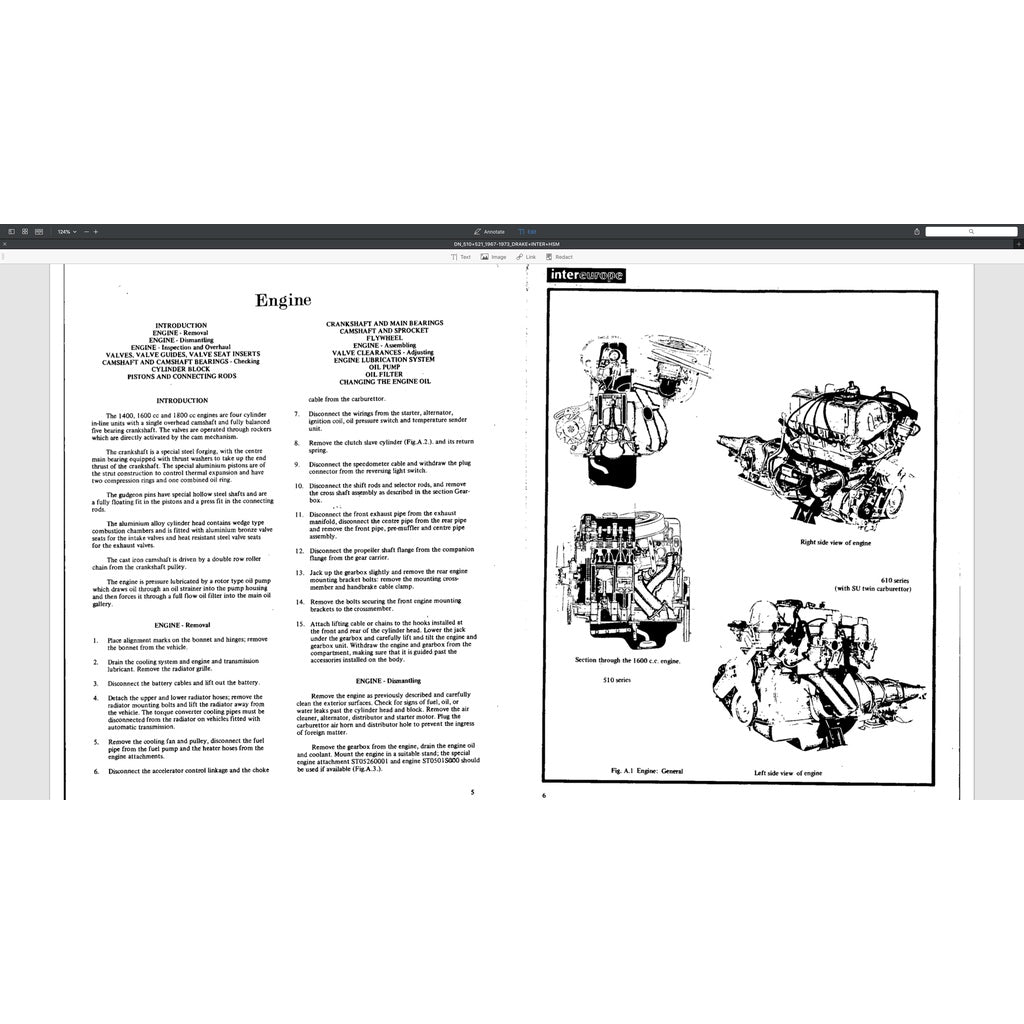 DATSUN BLUEBIRD/PICKUP 510/521 (1967-1973) SERVICE WORKSHOP MANUAL - Image 10