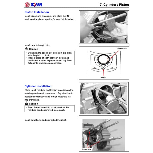 SYM SCOOTER (2010-2022) SERVICE WORKSHOP MANUAL + PARTS CATALOGUE + OWNER'S MANUAL - Image 7